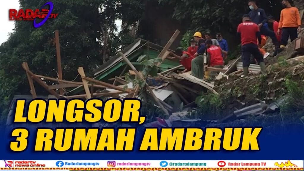 Longsor Kota Bandar Lampung, Tiga Rumah Ambruk