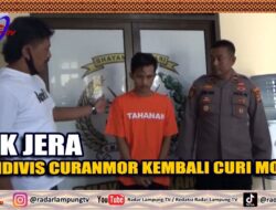 Tak Jera, Residivis Curanmor Kembali Curi Motor