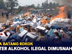 7 Juta Batang Rokok, 73 Liter Alkohol Ilegal Dimusnahkan