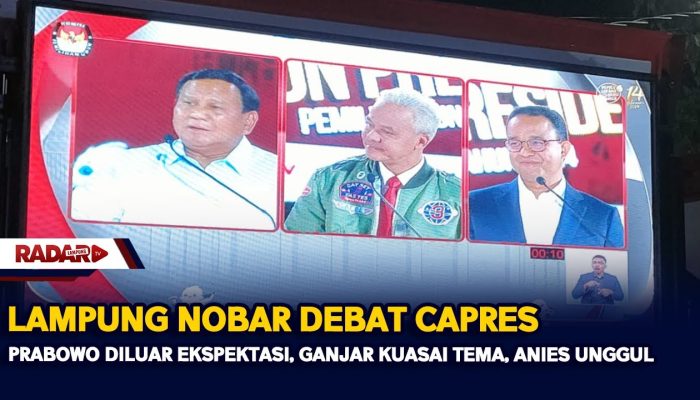 Lampung Nobar Debat Capres, Prabowo Diluar Ekspektasi, Ganjar Kuasai Tema, Anies Unggul